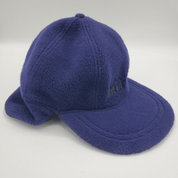 REI Vintage 90s Fleece Ear Flap Cover Trapper Hat Outdoor Blue M